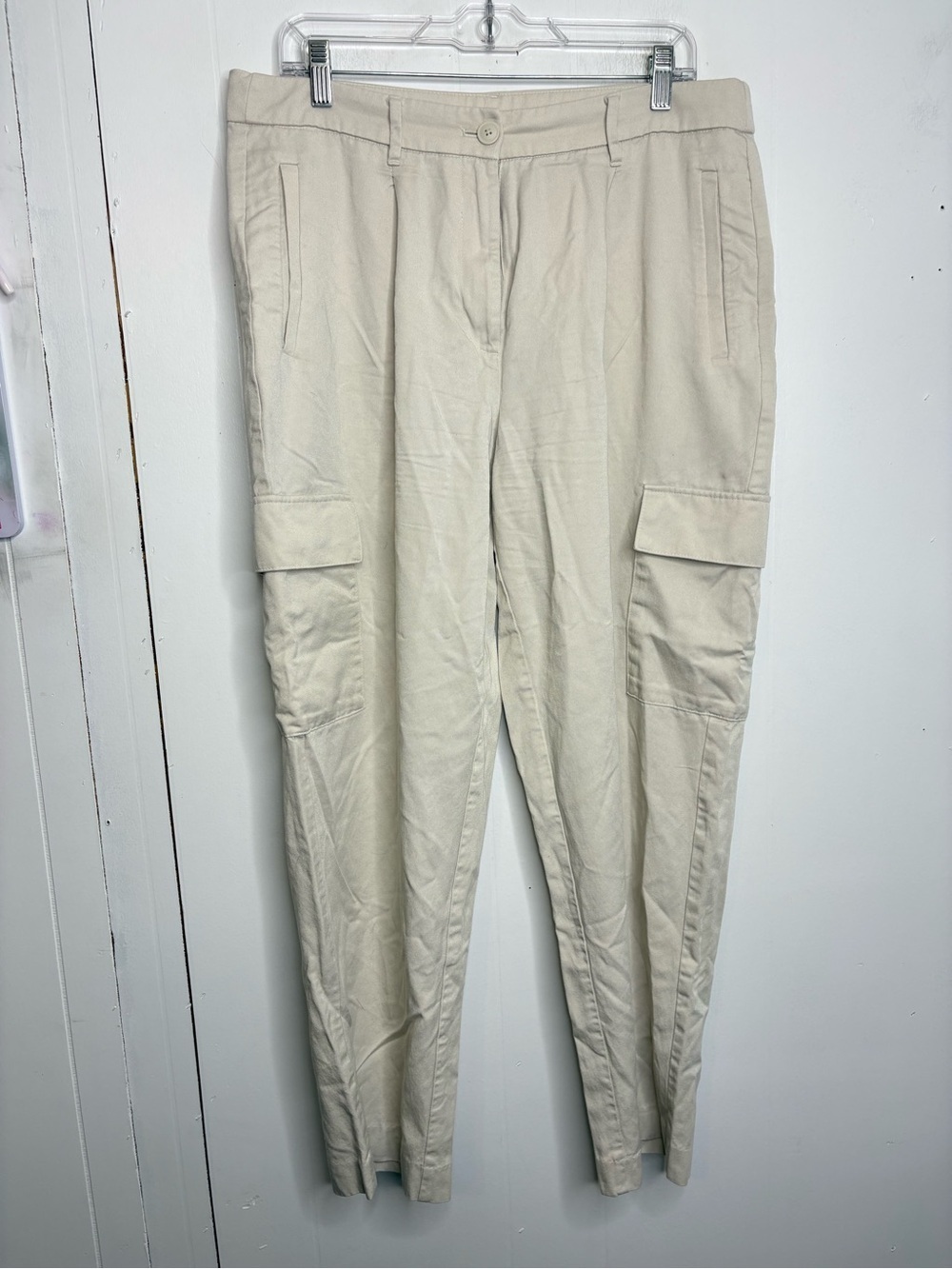 Old Navy Pants Womens Large Taylor Straight Trouser Cargo Extra High Rise Beige